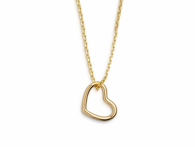 Xenox Sterling Silber Kette XS1756G mit einer Länge von 40-45 cm in Gelbgold vergoldeter Kareekette mit einem offenen Herzanhänger aus der LOVE STORY Kollektion.