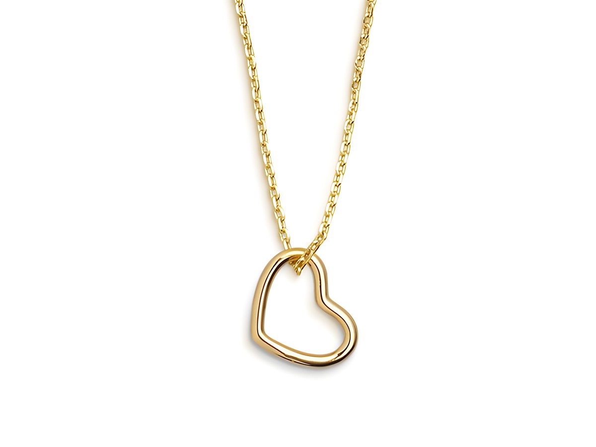 Xenox Sterling Silber Kette XS1756G mit einer Länge von 40-45 cm in Gelbgold vergoldeter Kareekette mit einem offenen Herzanhänger aus der LOVE STORY Kollektion.