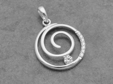 Silber Anhänger in Kreisform mit Zirkonia in weiss, edel und elegant, Hersteller: Juwelier Harnisch, ideal für besondere Anlässe oder als Schmuckstück für den Alltag.