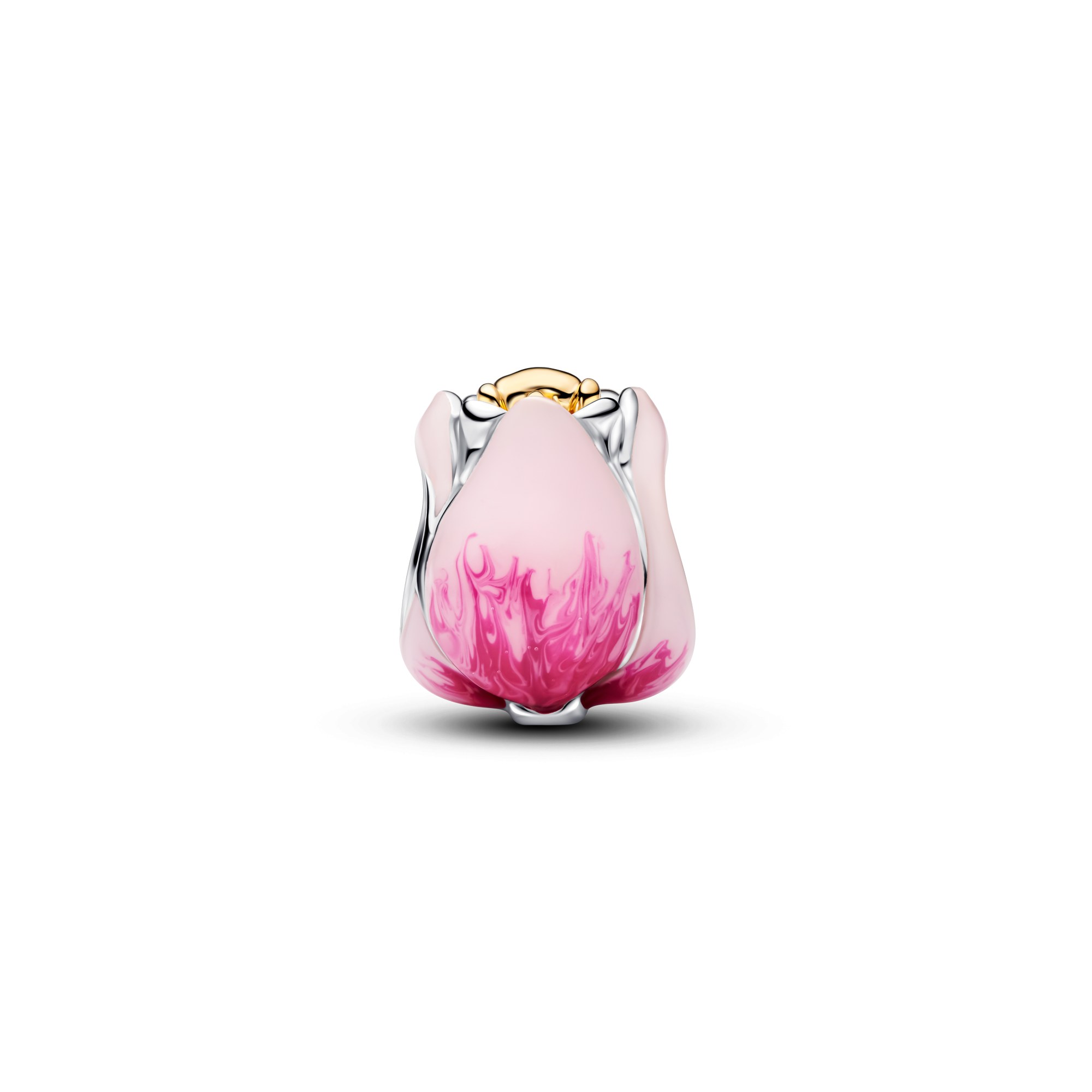 Pandora Rosafarbene Tulpe - Charm - Silber & Gelbgold Vergoldung - Emaille - Kristall – Ansicht 4