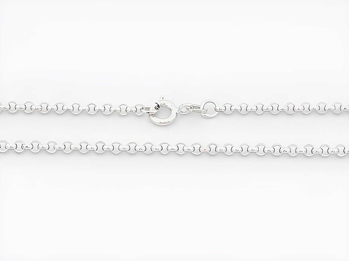 Erbskette 90 cm aus rhodiniertem Sterling Silber mit 2,5 x 2,5 mm Erbsenmuster, Hersteller Juwelier Harnisch, geschlossene Ösen und stabiler Verschluss.