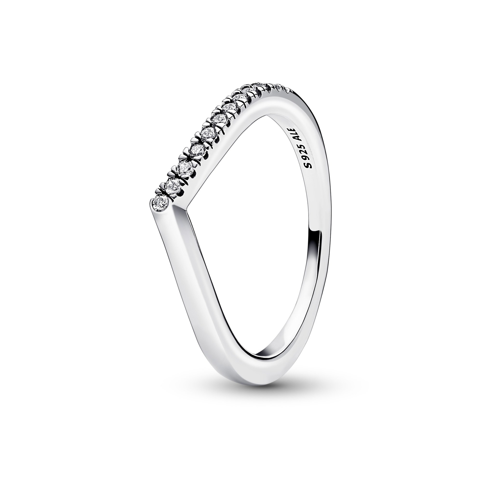 Pandora Wishbone Halb funkelnder Ring - Sterling Silber - Zirkonia - Klar