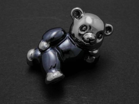 Silber Figur - Teddybär liegend rhodiniert - anthrazit niedlich, Hersteller: Juwelier Harnisch, Echtsilber Figuren, ideal als Geschenk oder Sammlerstück für Liebhaber hochwertiger Dekoration.