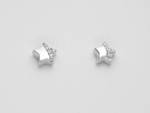 Silber Ohrringe in Sternform aus Sterling Silber, funkelnd mit Zirkonia, Stecker-Design, Hersteller Juwelier Harnisch, ideal für einen eleganten Look.