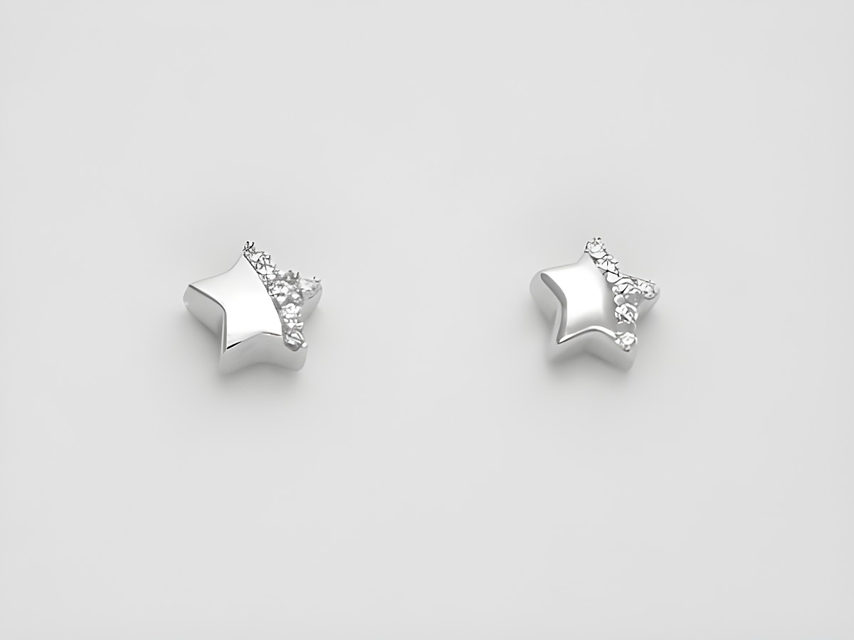 Silber Ohrringe in Sternform aus Sterling Silber, funkelnd mit Zirkonia, Stecker-Design, Hersteller Juwelier Harnisch, ideal für einen eleganten Look.