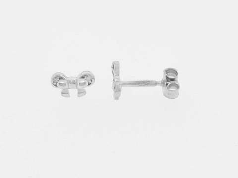 Ohrringe Silber rhod. in Schleifenform, niedlich und elegant, Stecker mit Zirkonia, Hersteller: Juwelier Harnisch, ideal für besondere Anlässe und den Alltag.