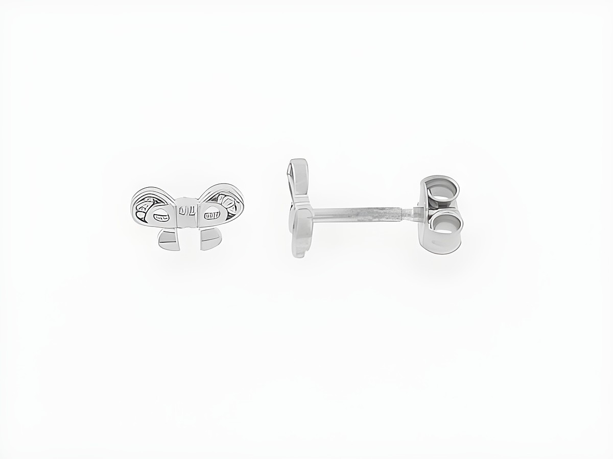 Ohrringe Silber rhod. in Schleifenform, niedlich und elegant, Stecker mit Zirkonia, Hersteller: Juwelier Harnisch, ideal für besondere Anlässe und den Alltag.
