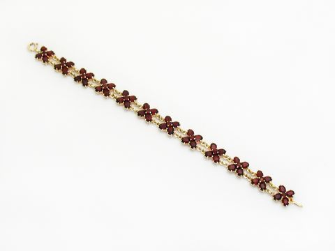 Granat Armband 18,5 cm edel aus Silber vergoldet mit feinen Granatsteinen, stilvolles Design, vom Hersteller Juwelier Harnisch, ideal für elegante Anlässe.