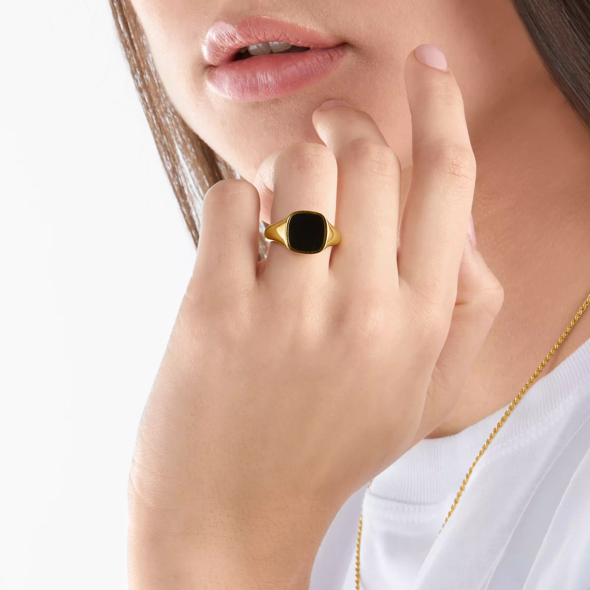 Thomas Sabo Ring Sterling Silber - vergoldet Gelbgold + Onyx schwarz – Ansicht 2