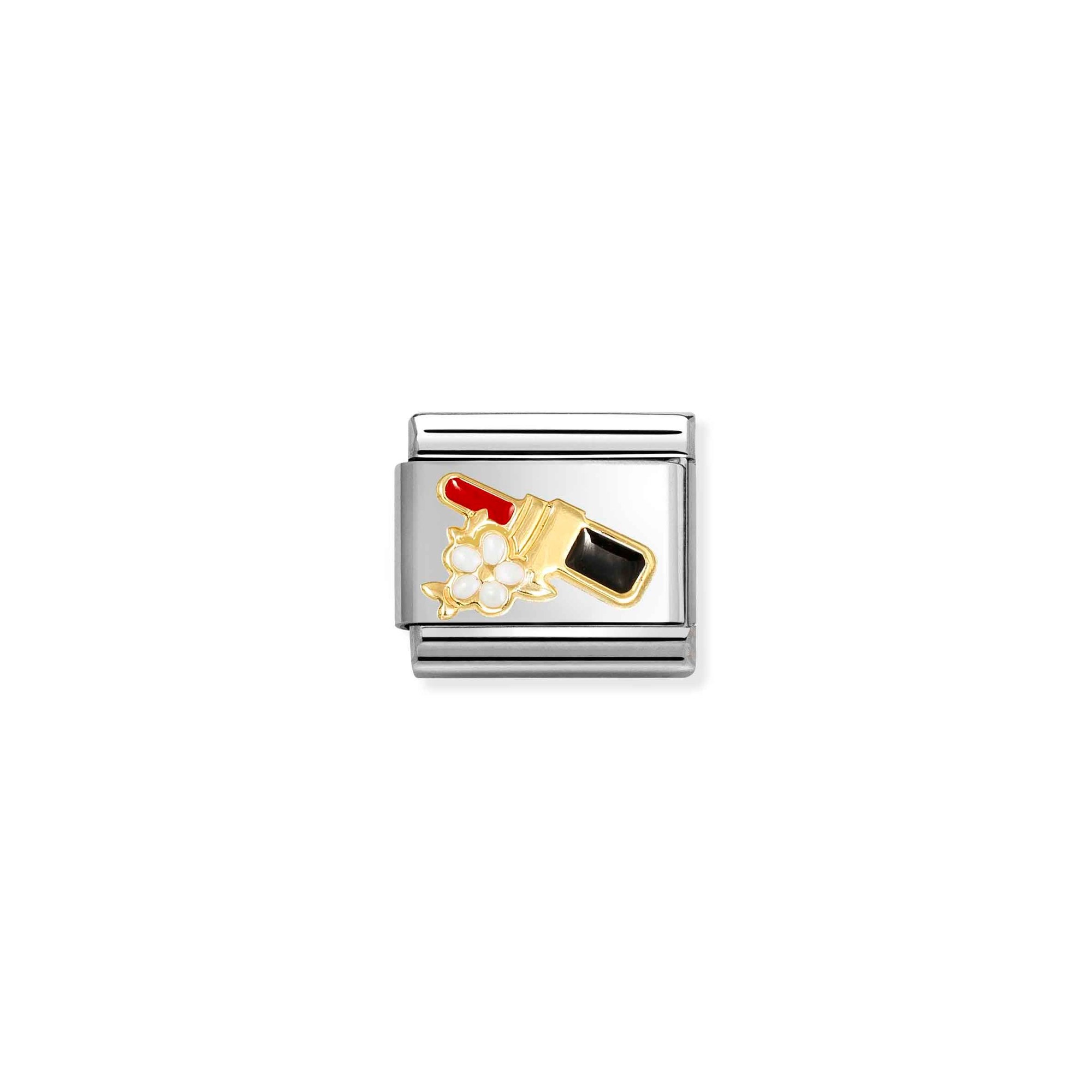 Nomination CLASSIC Element - 585 Gelbgold - Emaille - Lippenstift mit Blume – Ansicht 2
