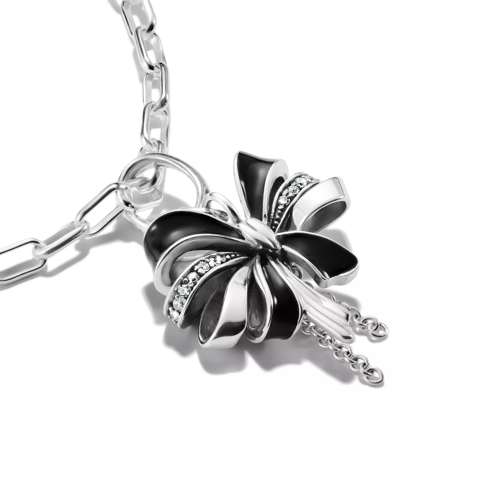 Thomas Sabo Connect - Schleife schwarz - Charm mit Öse - Silber & geschwärzt + Kaltemail + Zirkonia – Ansicht 2