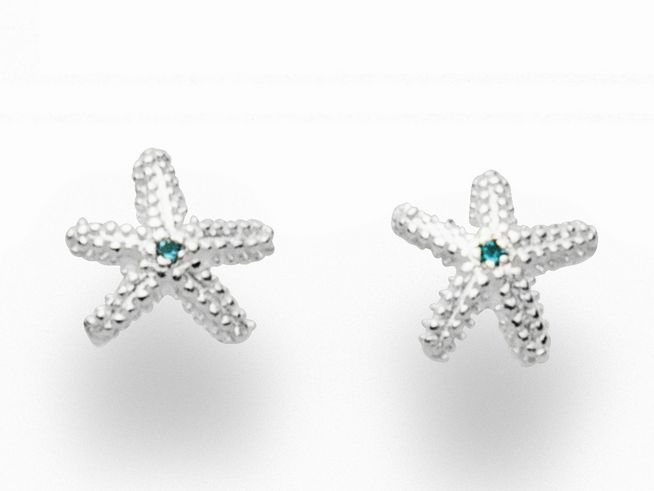DUR Schmuck S1394 Sterling Silber Ohrringe Ohrstecker in Seesternform mit Zirkonia in der Mitte, glänzendes Design, ideal für einen maritimen Look.
