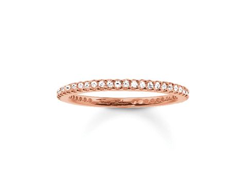 Thomas Sabo Ring TR1980-416-14-52 aus Silber mit vergoldetem Roségold und Zirkonia in Größe 52, schmal und elegant, ideal für jeden Anlass.