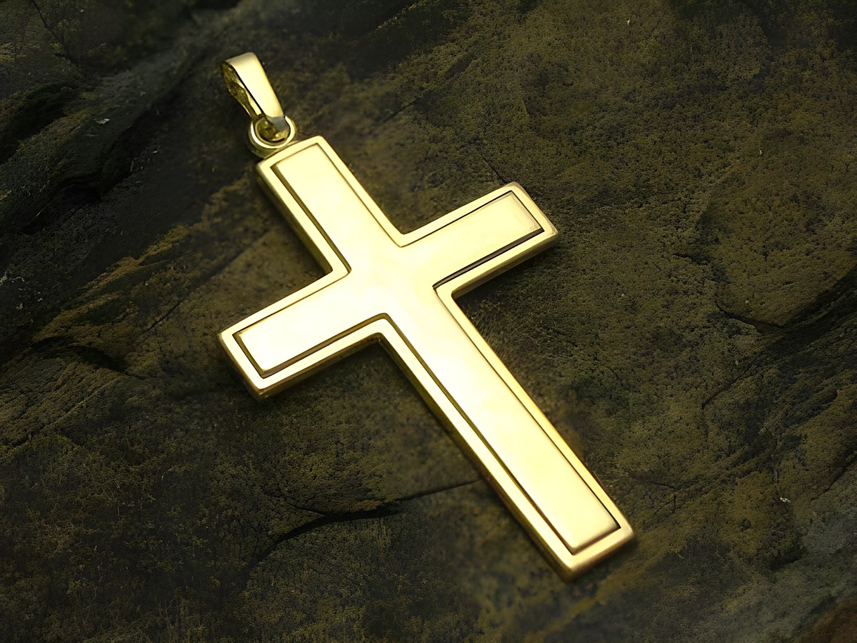 Kreuz klassisch glänzend aus Gold 333, Hersteller Juwelier Harnisch, elegantes Design, perfekt für Schmuckliebhaber. Ideal als Anhänger für Halsketten.
