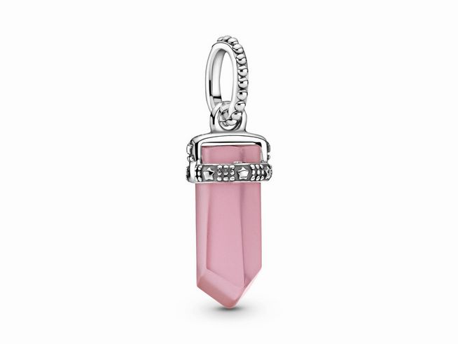 Pandora Kettenanhänger - 399185C02 - Steinamulett Sterling Silber Anhänger mit rosa Nebelkristall