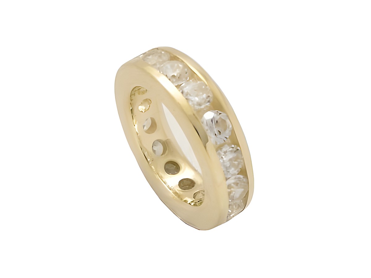 Memorie Sterling Silber vergoldet Taufring mit Zirkonia, Hersteller Juwelier Harnisch, eleganter Ring mit funkelnden Steinen und moderner Form, ideal als Schmuckstück für besondere Anlässe.