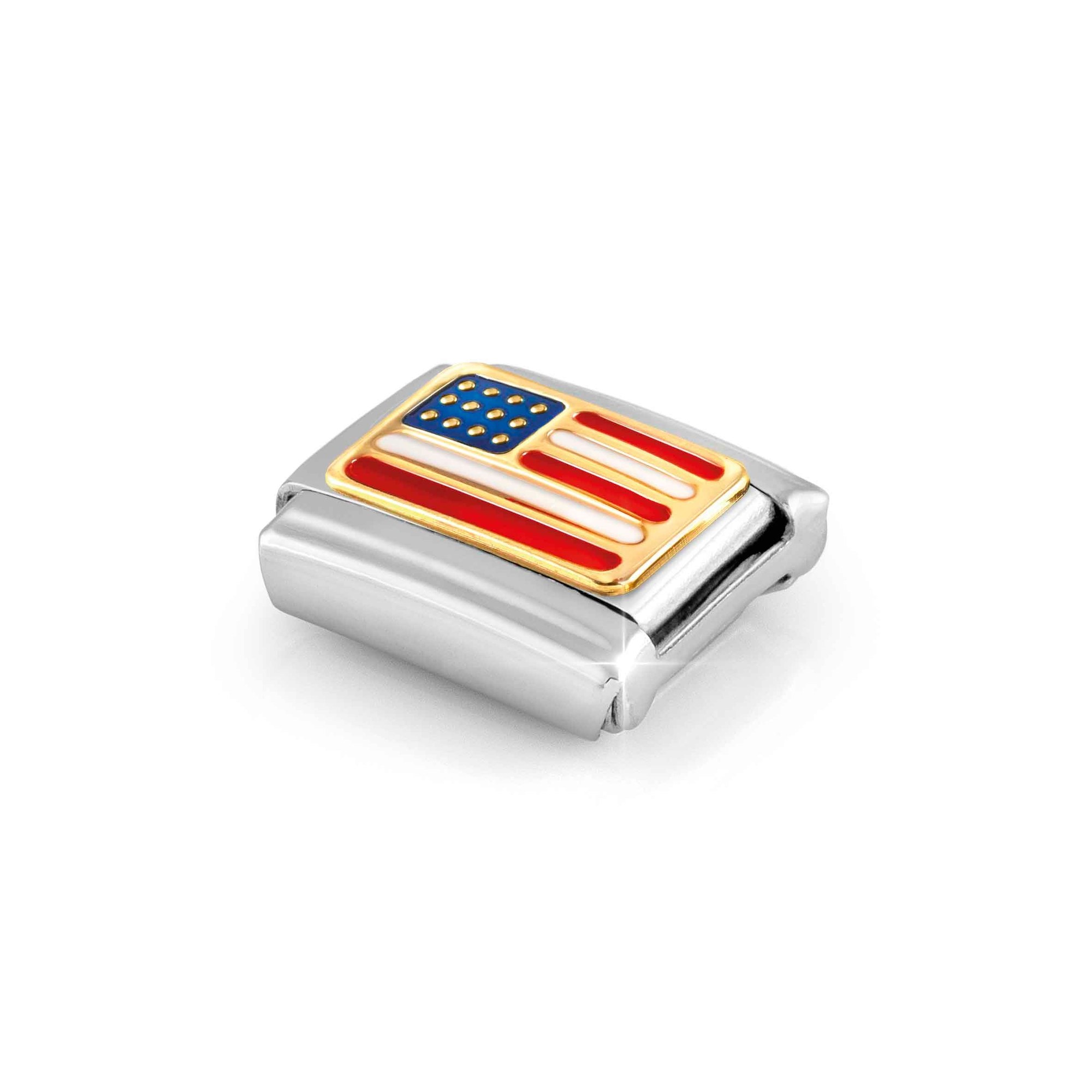 Nomination Composable Classic Charm Flagge USA - Edelstahl, Gold 750 Gelbgold, Emaille – Ansicht 4