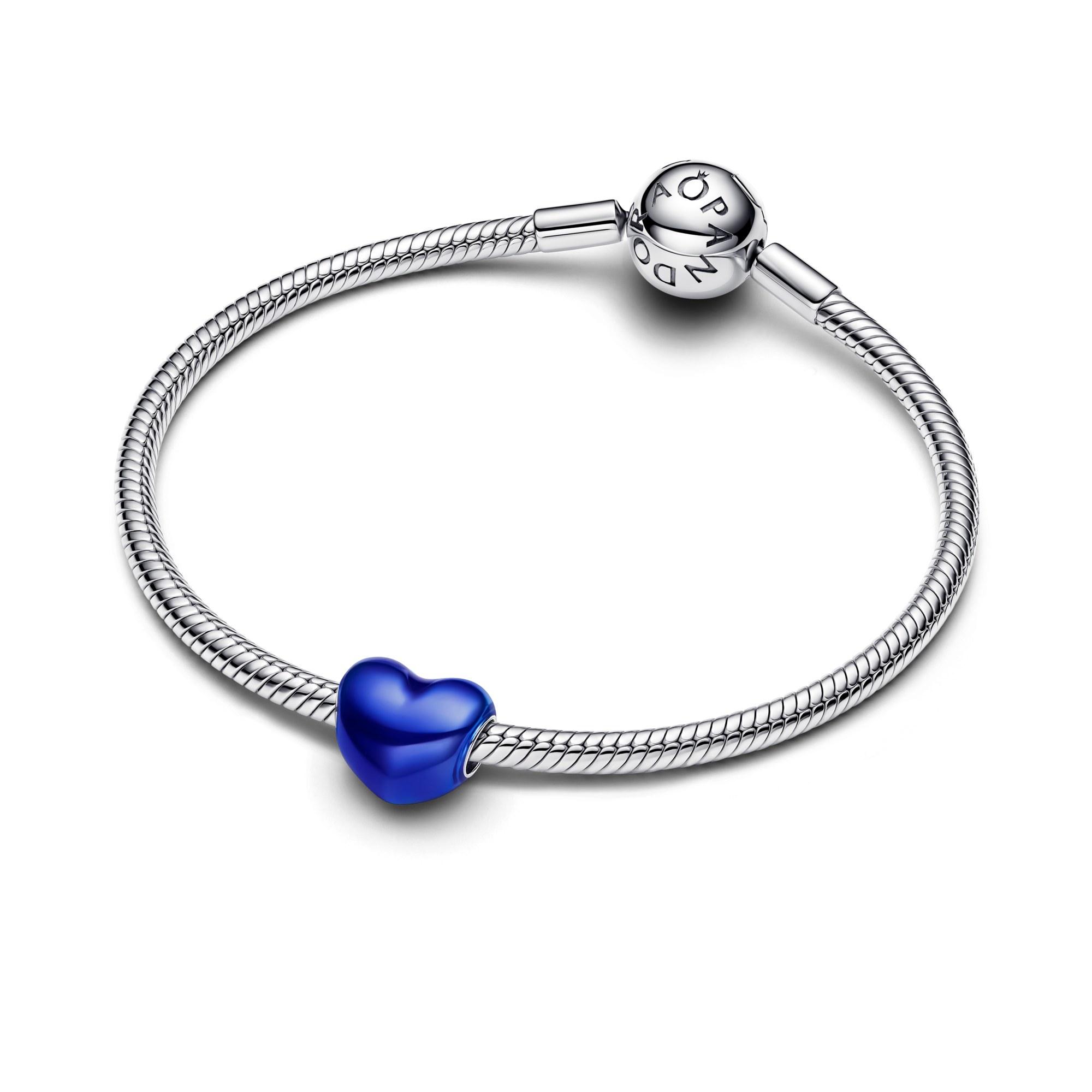 Pandora Blaues Metallic Herz - Charm - Silber - Emaille - Blau – Ansicht 2