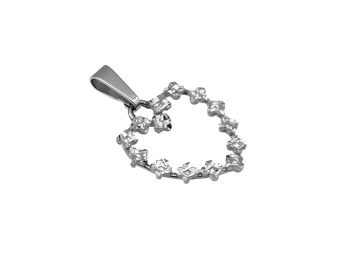 Herz Anhänger aus 333 Weißgold, poliert und diamantiert, von Juwelier Harnisch, flach gestaltet und mit funkelnden Details, ideal als romantisches Geschenk.