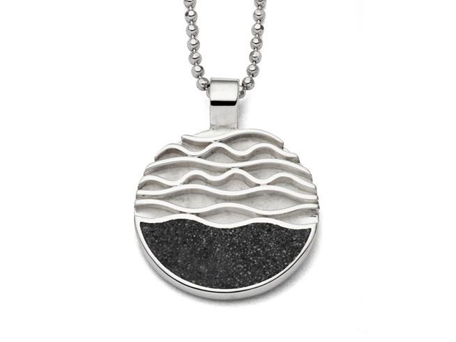 DUR Anhänger Strandwellen aus Sterling Silber mit wellenförmigem Design und schwarzem Unterteil, ideal für einen eleganten Look, perfekt als Geschenk oder für den eigenen Stil.