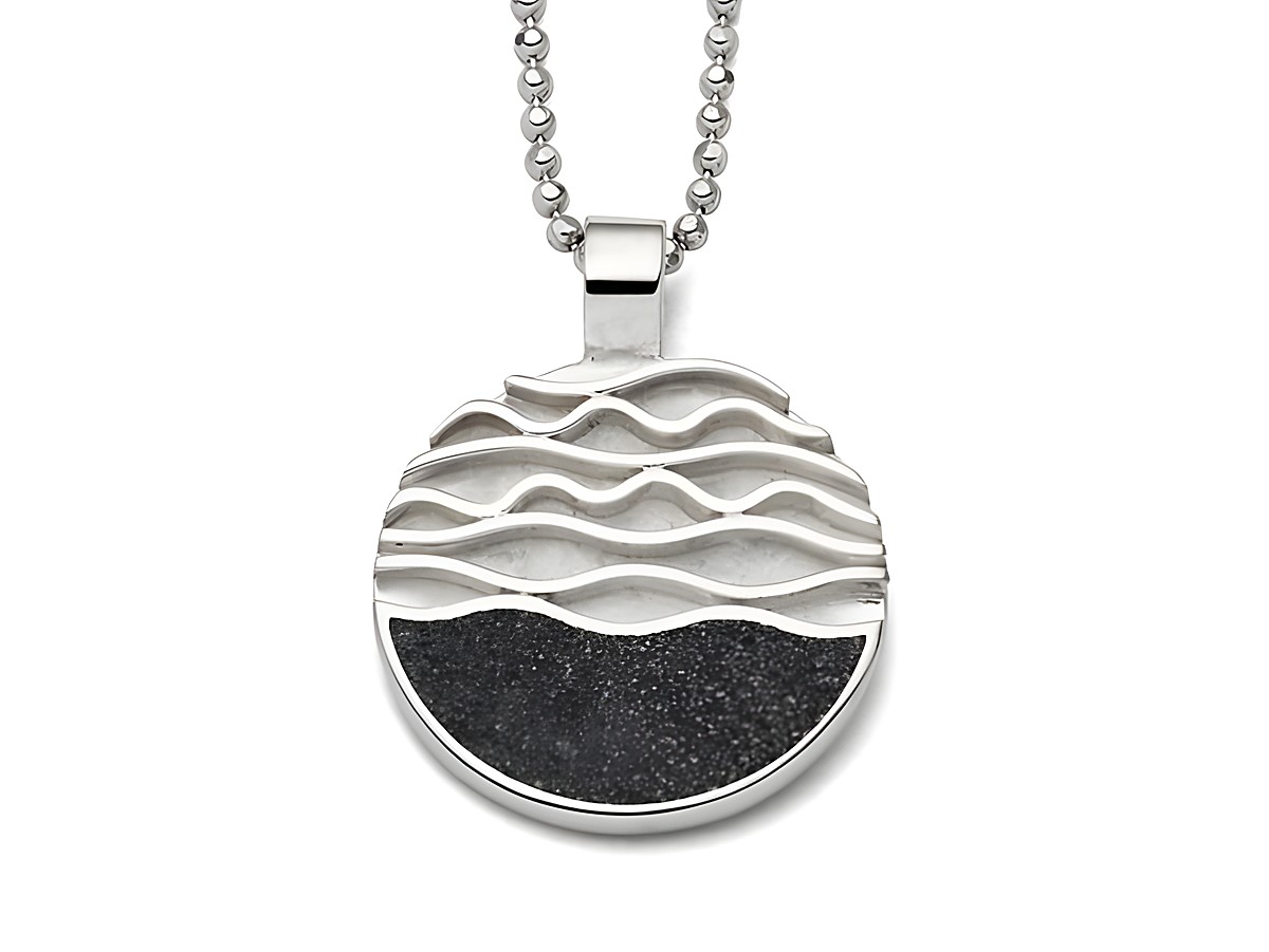 DUR Anhänger Strandwellen aus Sterling Silber mit wellenförmigem Design und schwarzem Unterteil, ideal für einen eleganten Look, perfekt als Geschenk oder für den eigenen Stil.