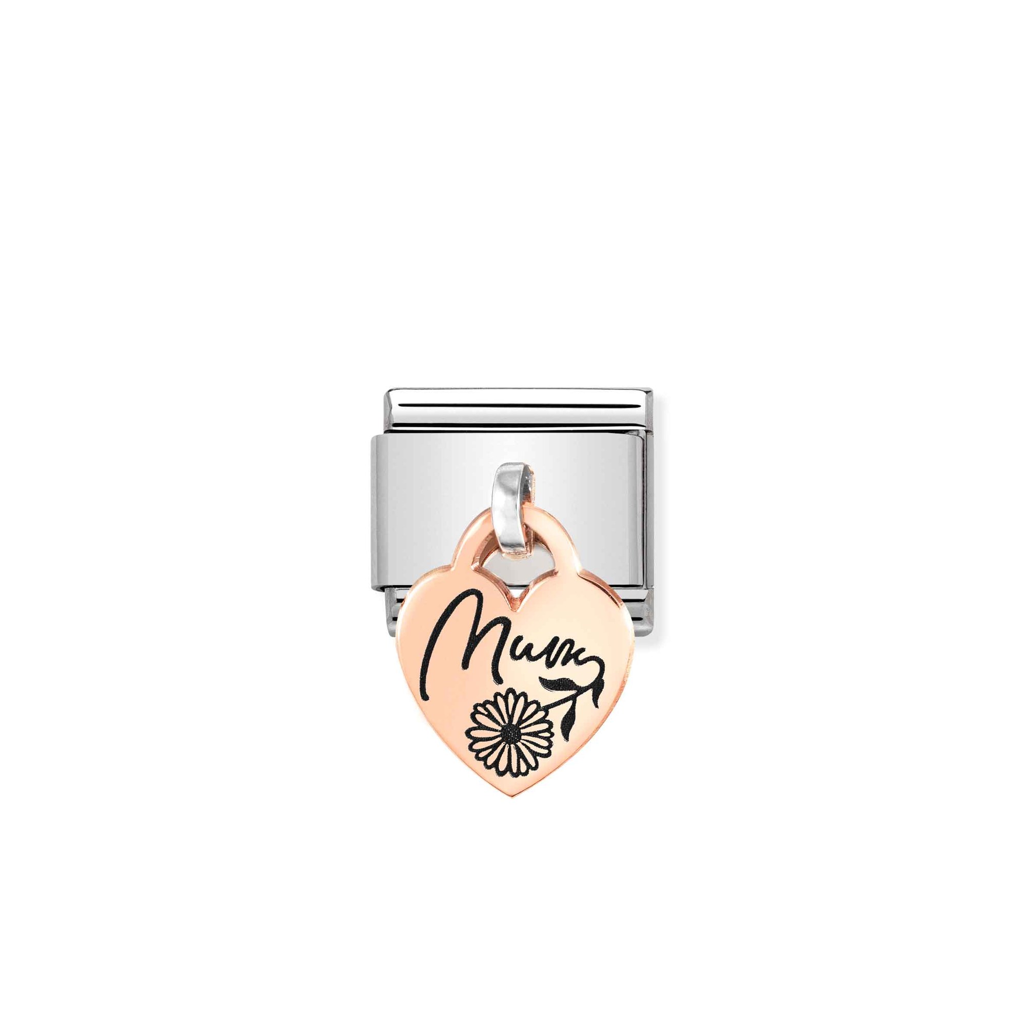 Nomination CLASSIC CHARMS - Charm-Anhänger - Roségold 375 mit Gravur - Herz + MUM
