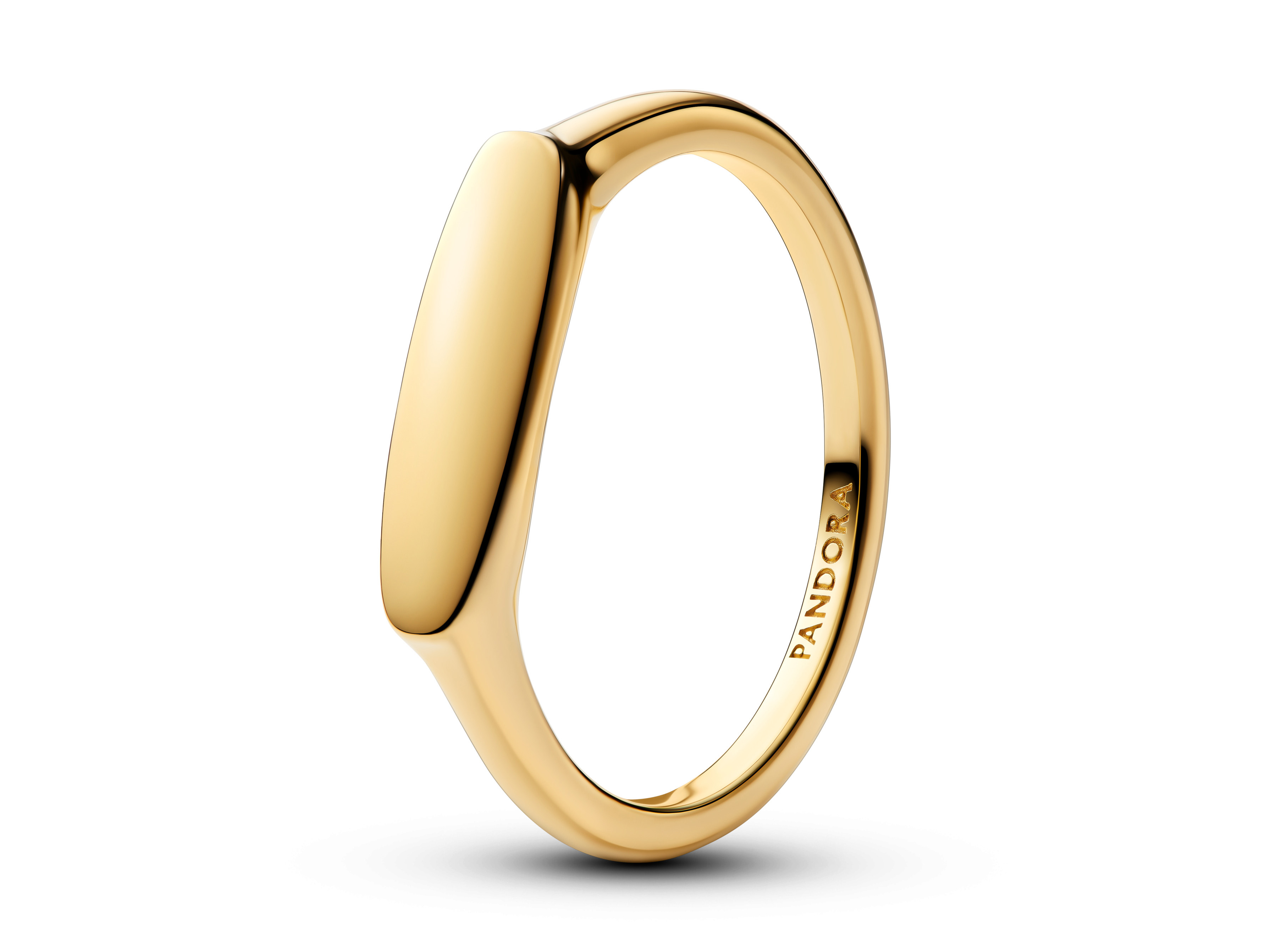 Stabring von Pandora in Gelbgold Vergoldung, Größe 48, schlichtes Design mit glänzender Oberfläche für eleganten Schmucklook, ideal für den Alltag oder besondere Anlässe.