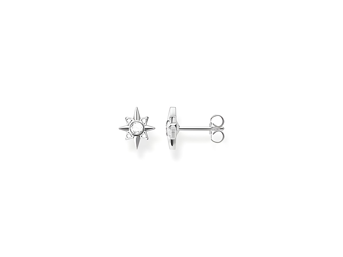 Ohrstecker aus Silber von Thomas Sabo in Sternform mit einem zentralen Zirkonia in Weiß, elegant und funkelnd, ideal für jeden Anlass.