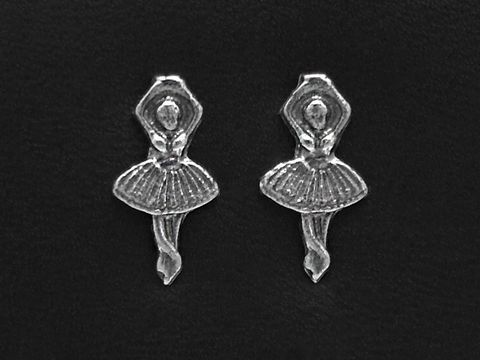 Sterling Silber Ohrstecker Ohrringe Ballerina Tänzerin, Hersteller Juwelier Harnisch, Ohrstecker ohne Stein, filigranes Design mit tanzender Ballerina in elegantem Kleid.