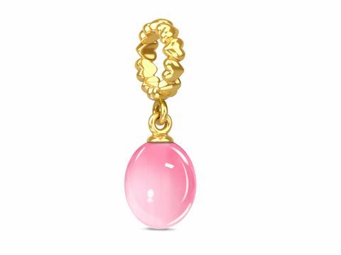 Endless Charm 53307-10 mit einem ovalen, rosa gefärbten Edelstein aus Gold auf Silber, umgeben von einem goldenen Ring, ideal für die Oktober-Geburtstagsfeierlichkeiten.