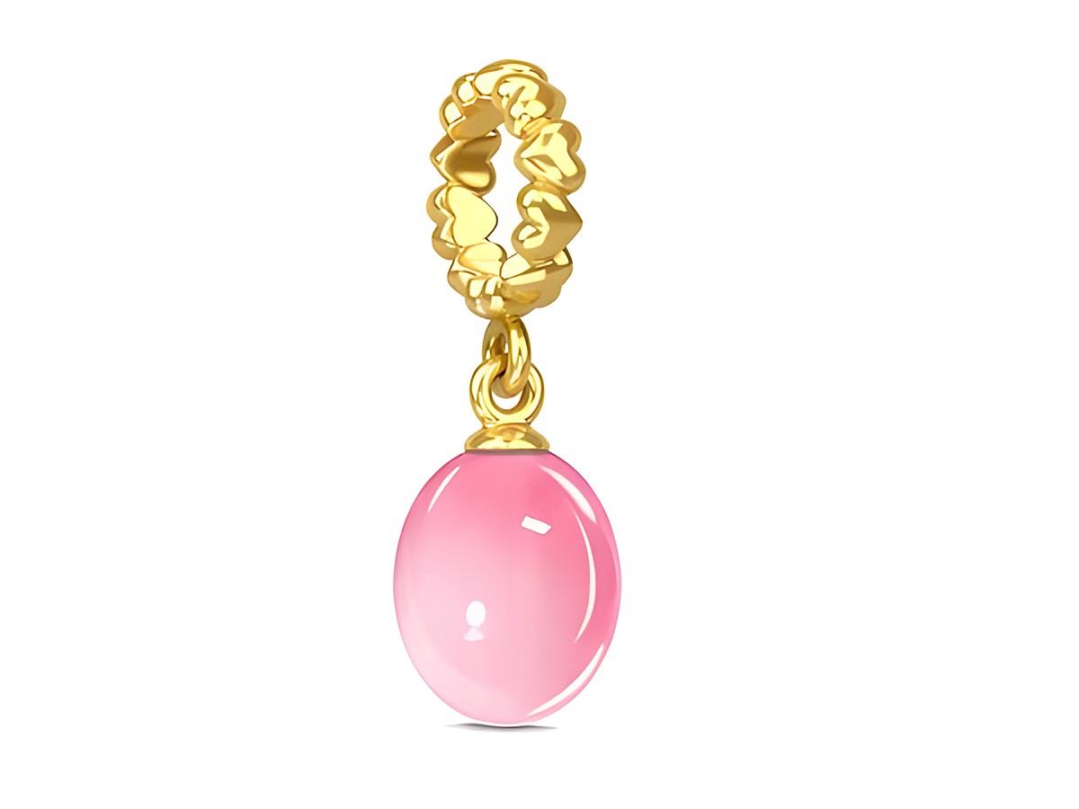 Endless Charm 53307-10 mit einem ovalen, rosa gefärbten Edelstein aus Gold auf Silber, umgeben von einem goldenen Ring, ideal für die Oktober-Geburtstagsfeierlichkeiten.