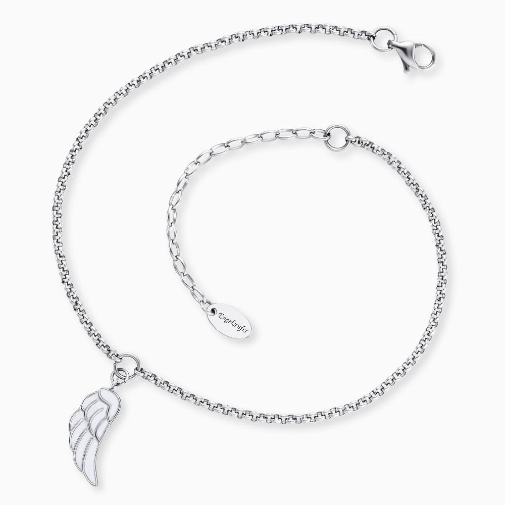 Engelsrufer FUßKETTE Fußkettchen Flügel mit Emaille - Edelstahl & Weiß 22 cm – Ansicht 2