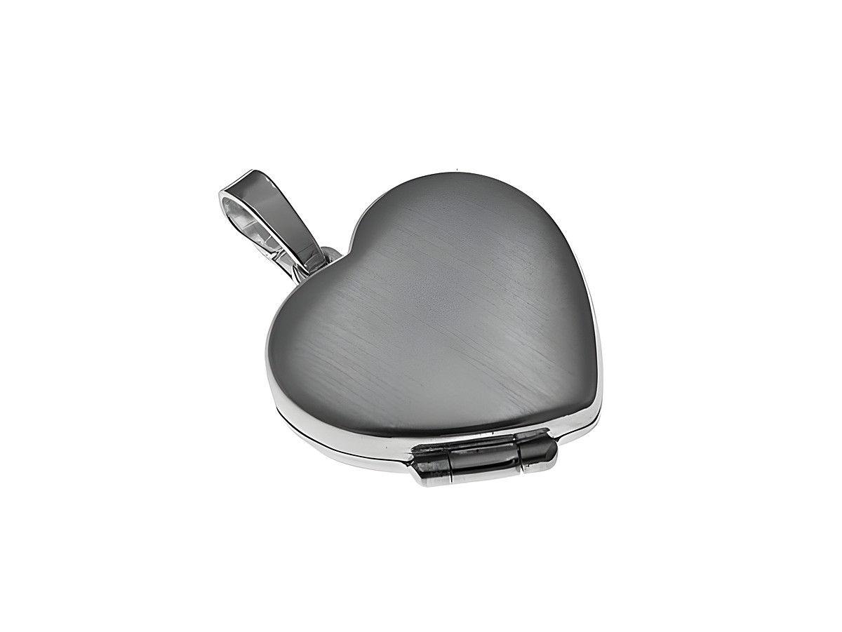 Herz Medaillon aus Sterling Silber, schlicht und mattiert, Hersteller Juwelier Harnisch, perfekt als Schmuckstück für persönliche Erinnerungen und Geschenke.