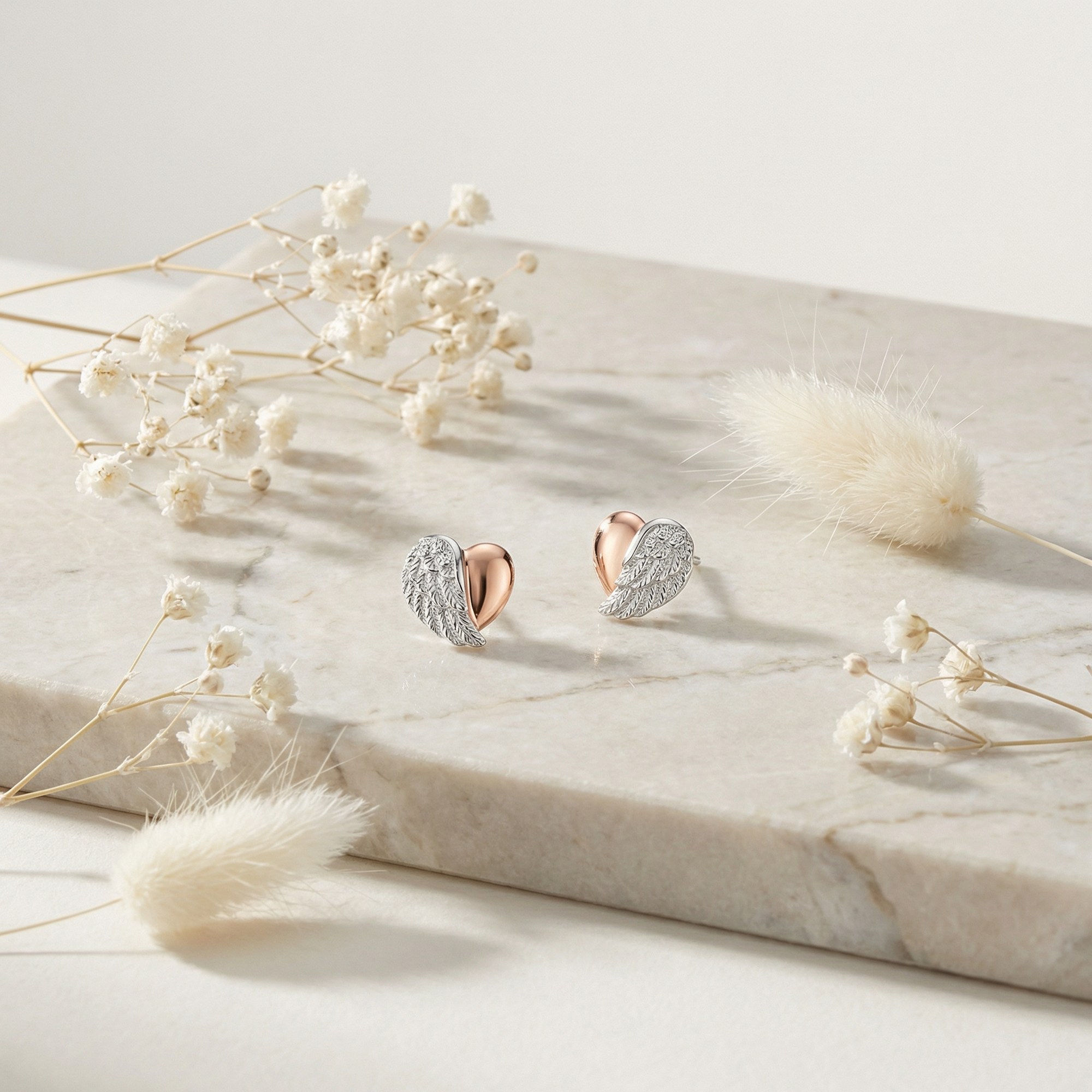 Engelsrufer LILHEARTWING Ohrstecker Herzflügel Bicolor mit Zirkonia - Roségold vergoldet auf Silber – Ansicht 5