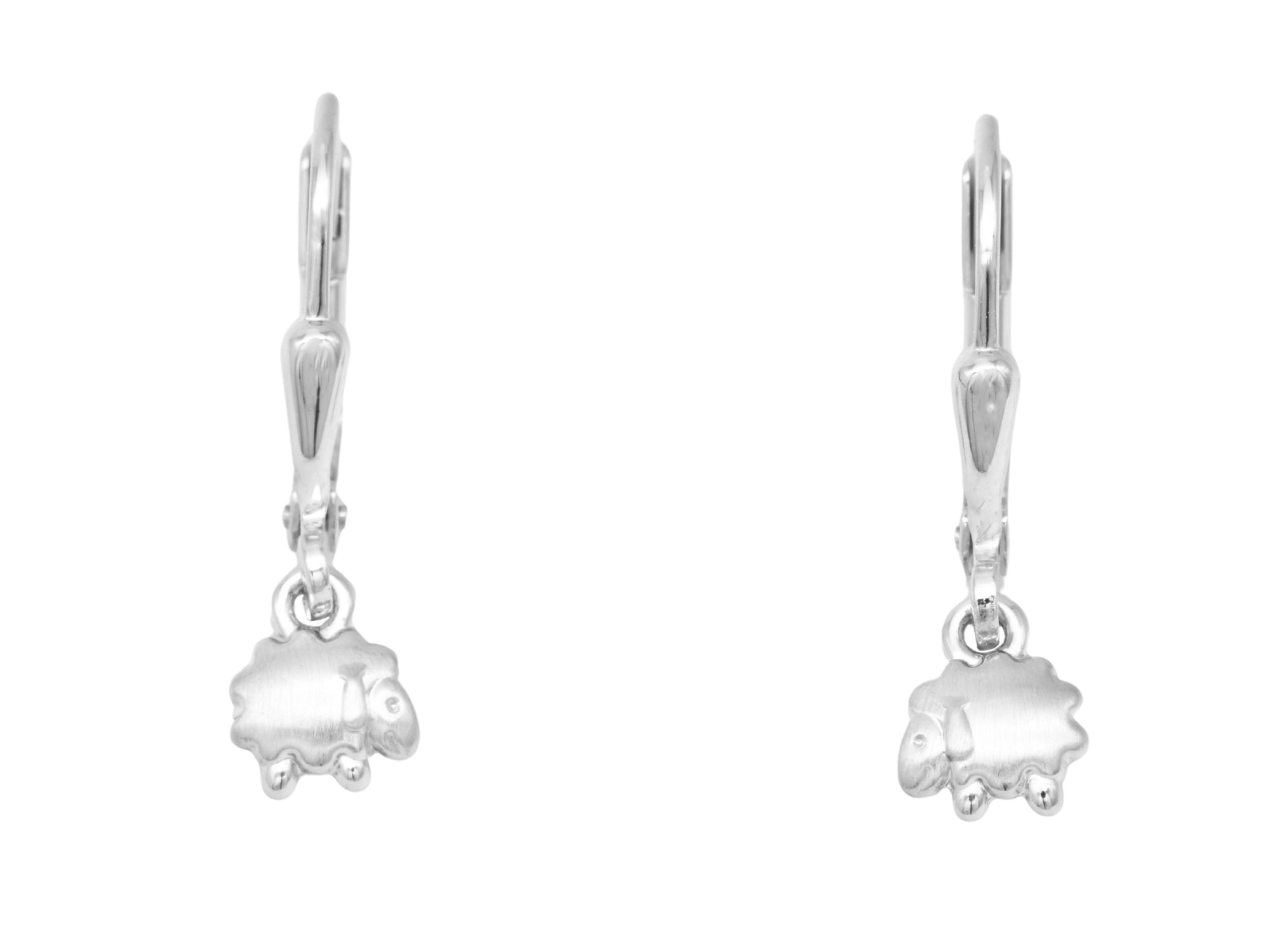 Ohrhänger Schaf Kinderschmuck - Sterling Silber teilmattiert rhodiniert