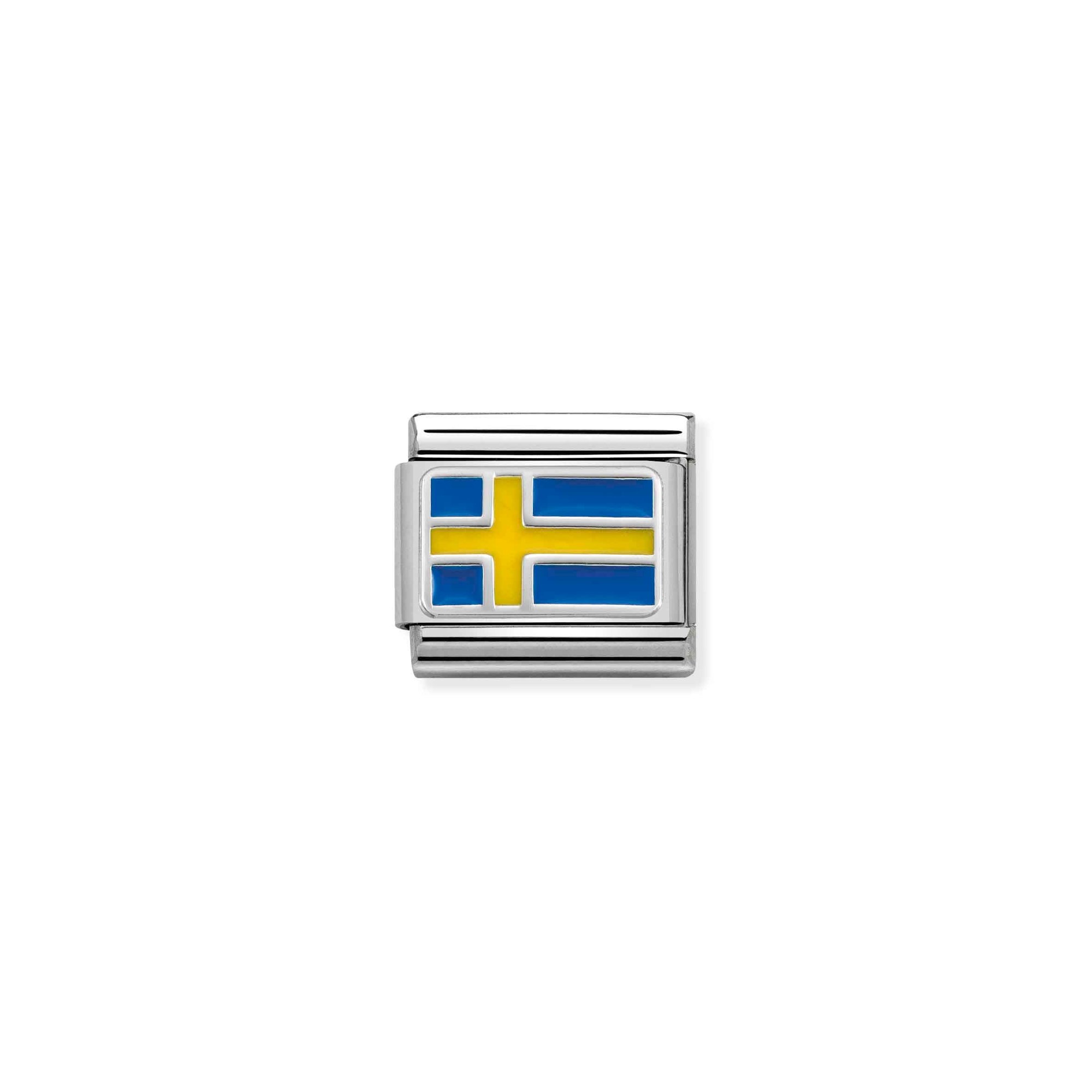 Nomination Composable Classic Charm Flagge Schweden - Edelstahl, Silber 925, Emaille
