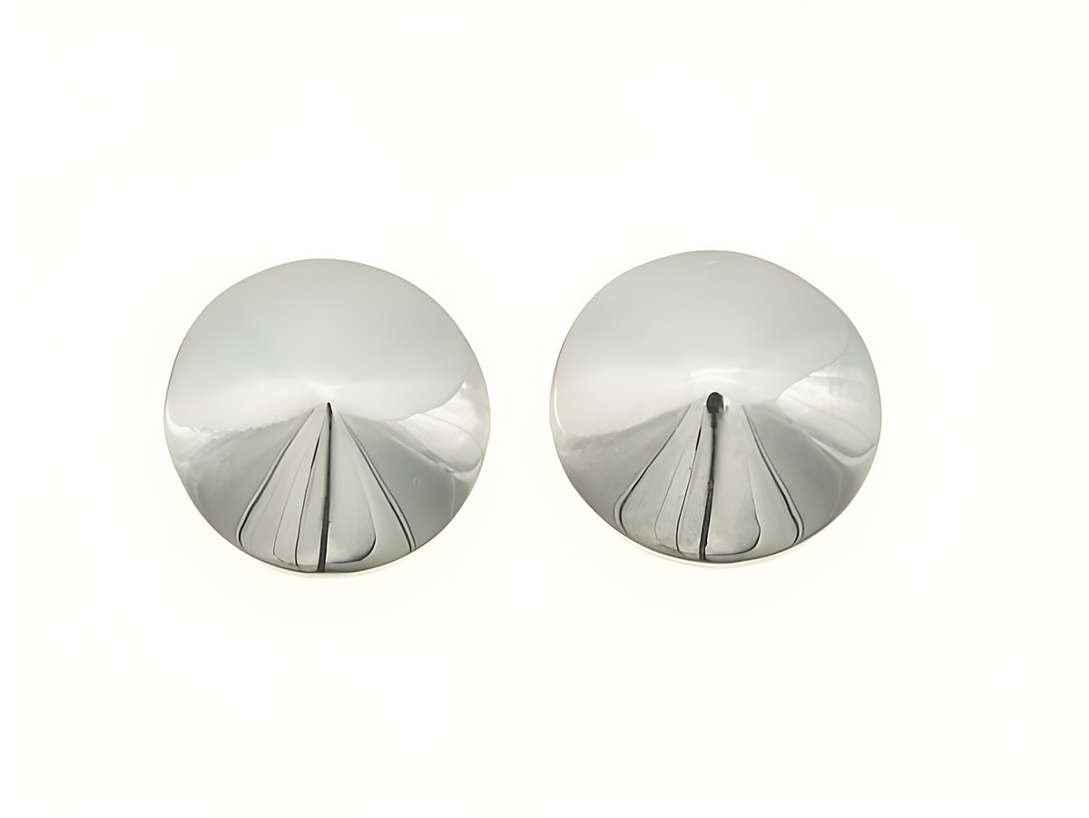 Runde Ohrstecker aus rhodiniertem Sterling Silber ohne Stein, hergestellt von Juwelier Harnisch, minimalistisches Design, glänzende Oberfläche, ideal für jeden Anlass.