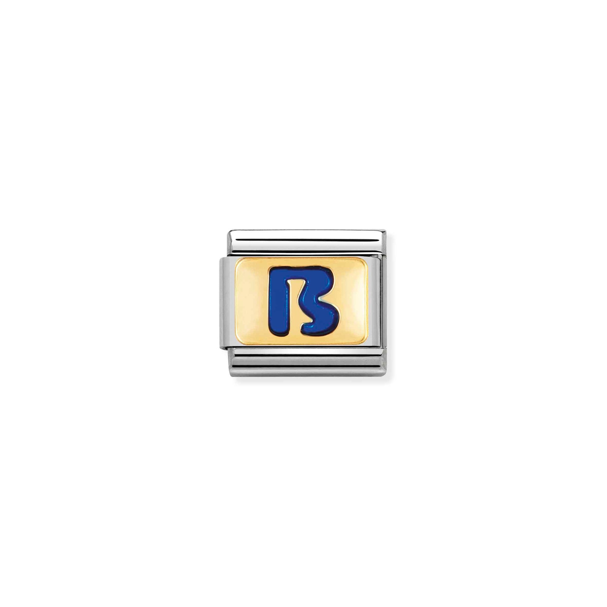 Nomination Composable Classic Charm Buchstabe B blau - Edelstahl, Gold 750 Gelbgold, Emaille