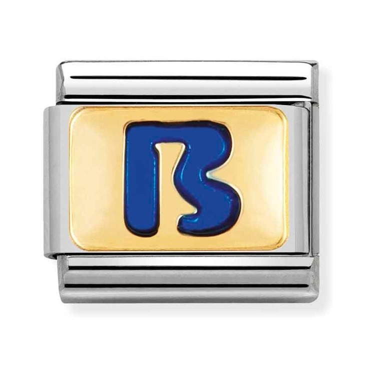 Nomination Composable Classic Charm Buchstabe B blau - Edelstahl, Gold 750 Gelbgold, Emaille