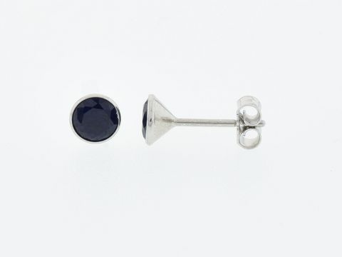 Silber Ohrringe in Kelchform mit dunkelblauem Zirkonia, Durchmesser 5,2 mm, Hersteller Juwelier Harnisch, elegantes Design für stilvolle Auftritte.