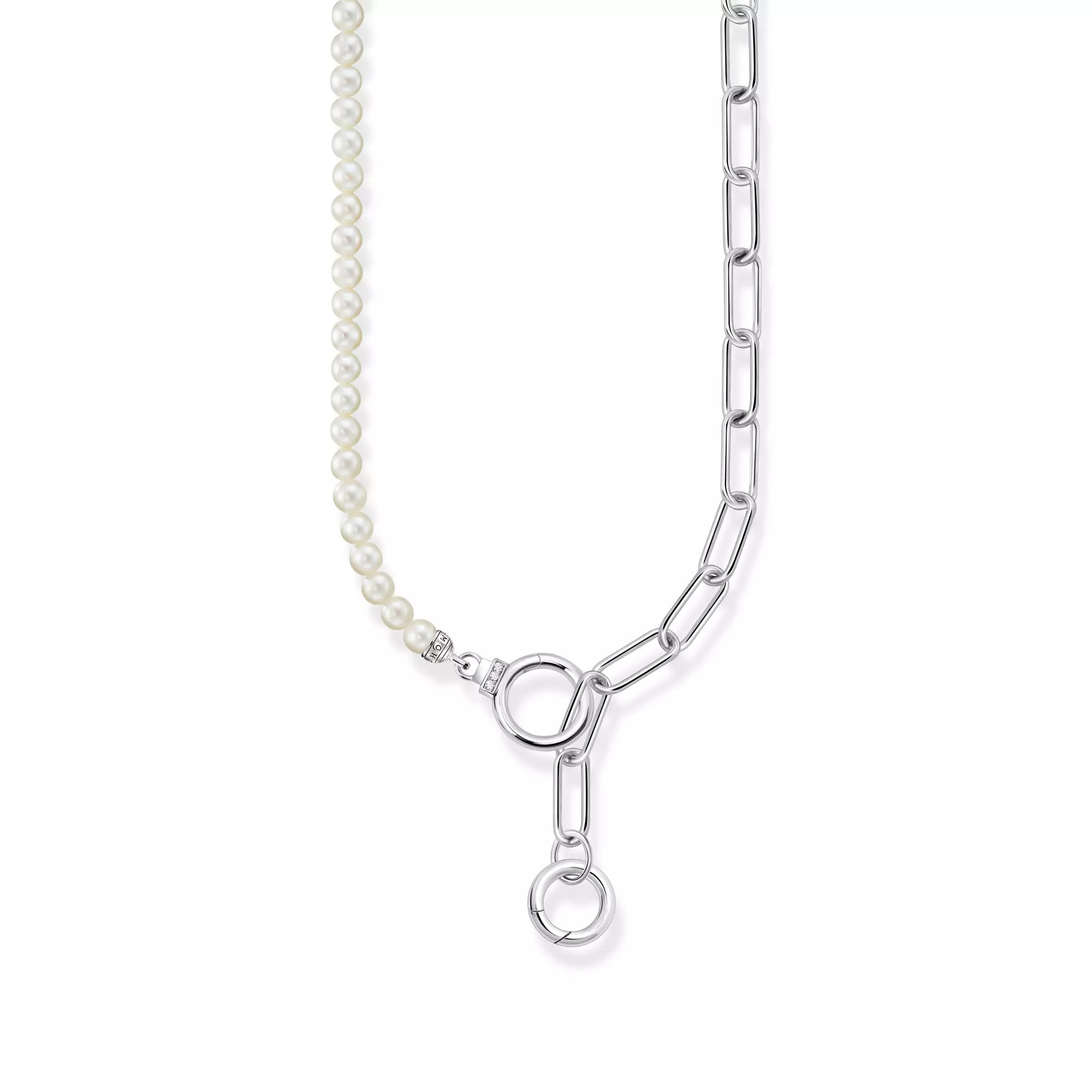 Thomas Sabo Carrier - 47 cm Silber & Perle & Zirkonia - Weiß - elegante Gliederkette