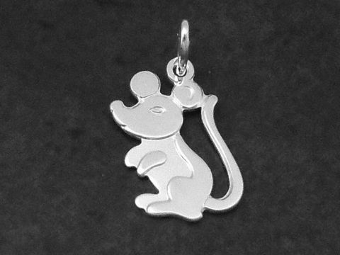 Süßer mausteller Silber Anhänger teilmattiert von Juwelier Harnisch, ideal für Tierliebhaber und Schmuckenthusiasten.
