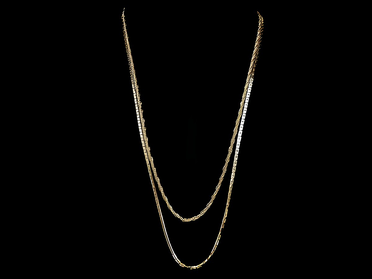 Lange Kette XXL vergoldet - Zweireihig - Kordel und Boston Kettendesign - 87 cm, hergestellt von Juwelier Harnisch, ideal für stilvolle Akzente.