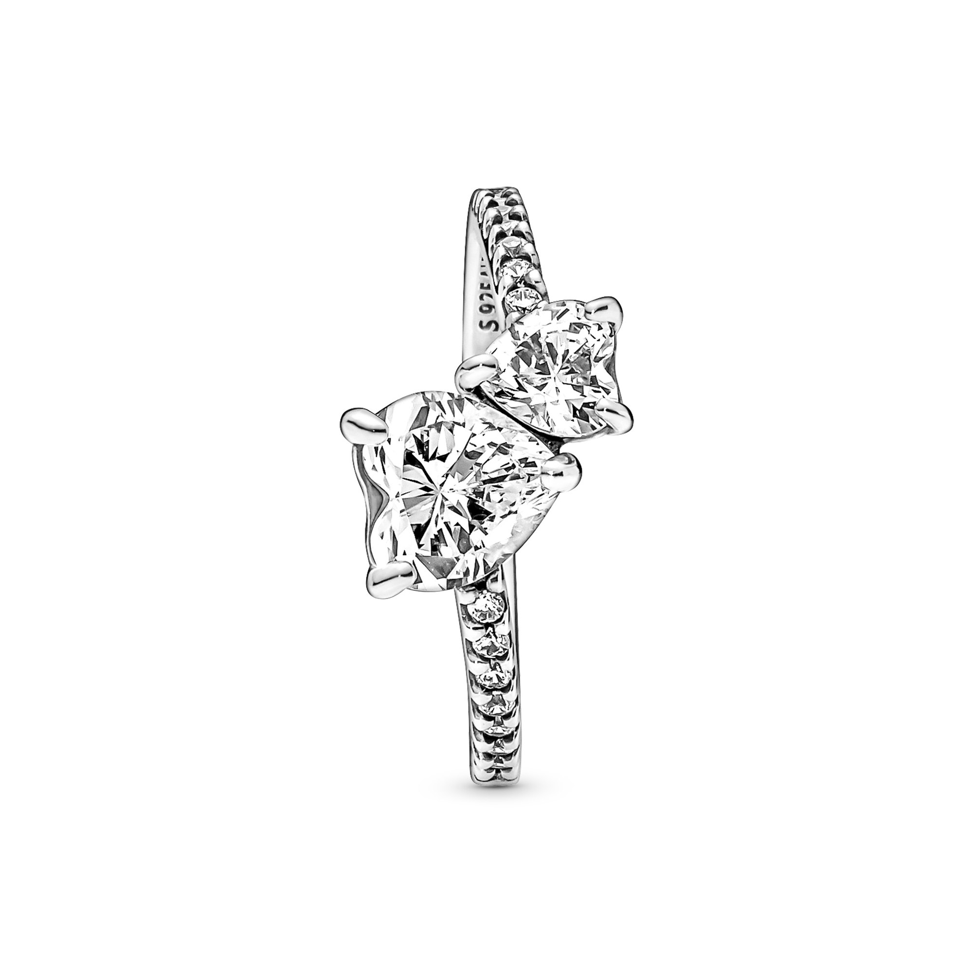 Pandora Doppel-Herz Funkelnder Ring - Sterling Silber Zirkonia Ansicht 3 – Ansicht 3