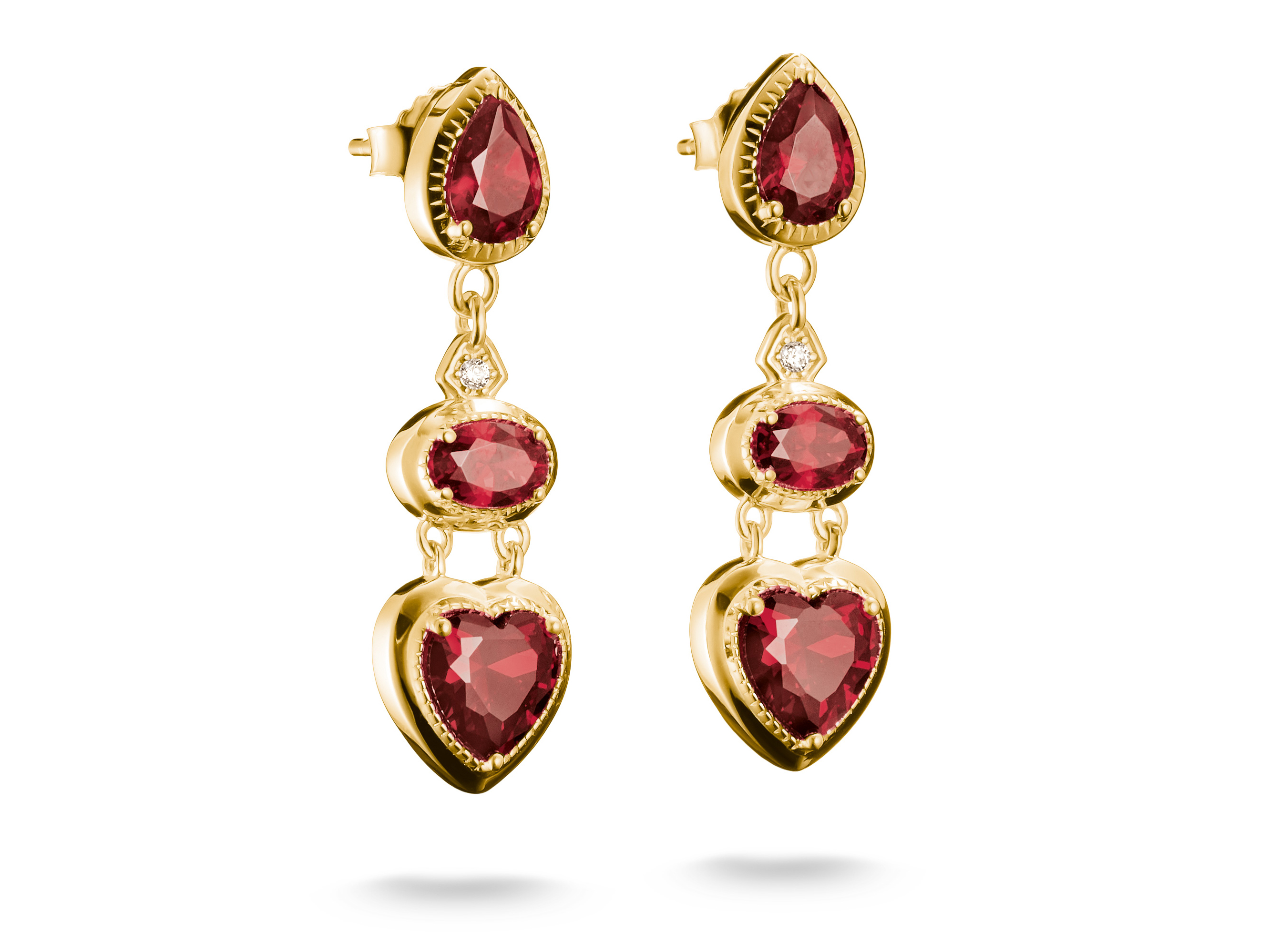 Thomas Sabo H2341-414-10 ELYNDRA HERZ Ohrringe - 750/- Gold auf Silber & Zirkonia - Rot