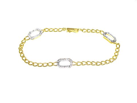 Panzer Armband in Bicolor Gold 333 mit einer Länge von 18 cm und einer Gliedergröße von 3,5 x 1,8 mm, hergestellt von Juwelier Harnisch. Elegantes Design mit goldenen und silbernen Elementen.
