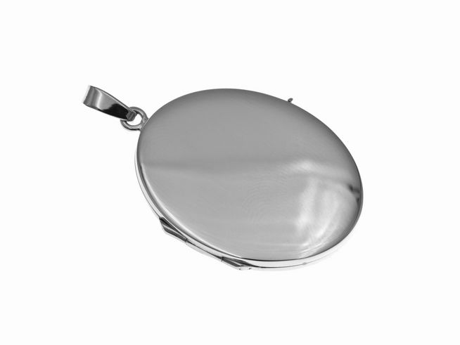 Silber Medaillon in schlichter Eleganz, 35,5 mm, aus Sterling Silber, poliert und mattiert, Hersteller: Juwelier Harnisch, ovales Design, ideal für persönliche Erinnerungen.
