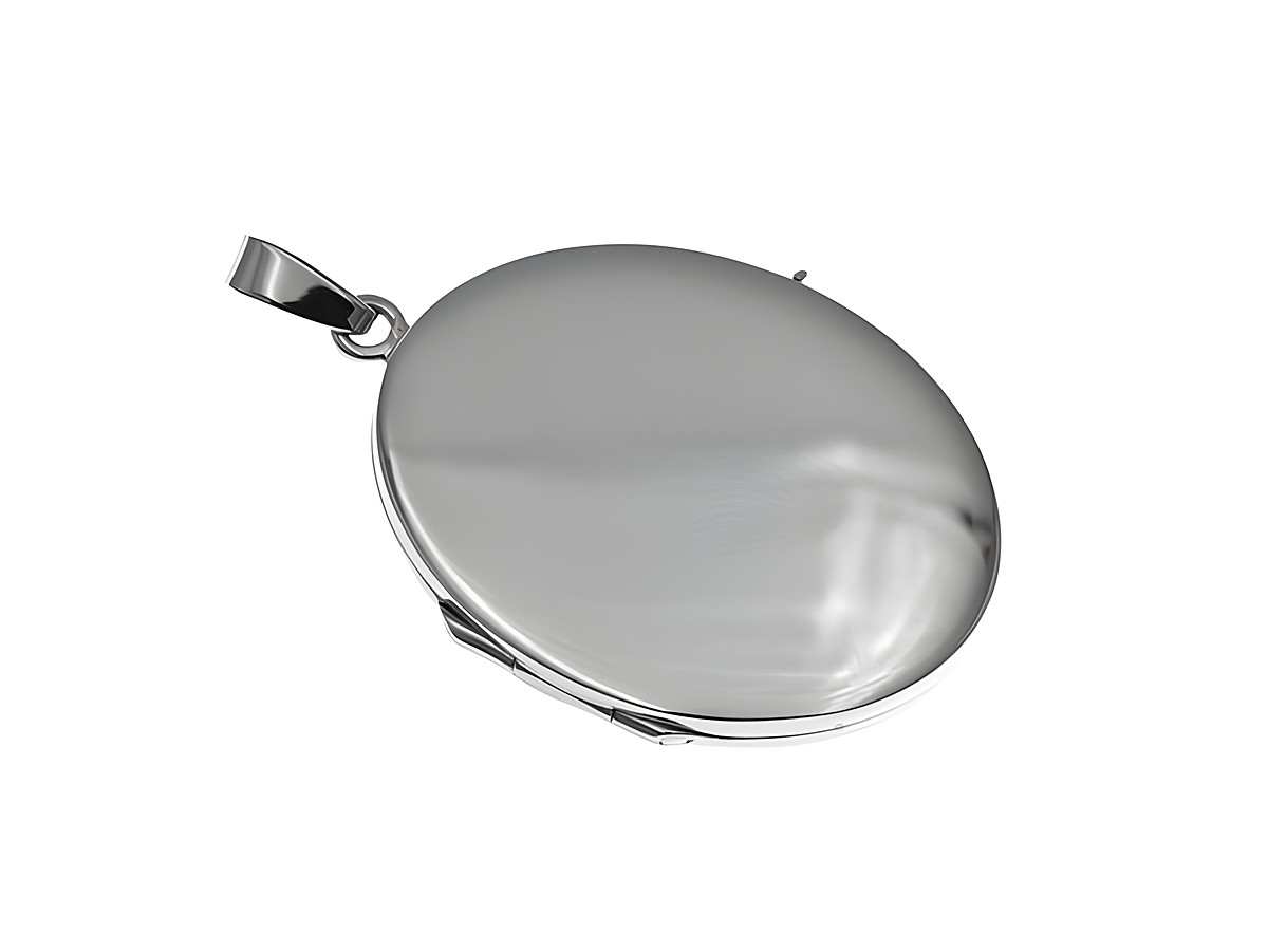 Silber Medaillon in schlichter Eleganz, 35,5 mm, aus Sterling Silber, poliert und mattiert, Hersteller: Juwelier Harnisch, ovales Design, ideal für persönliche Erinnerungen.