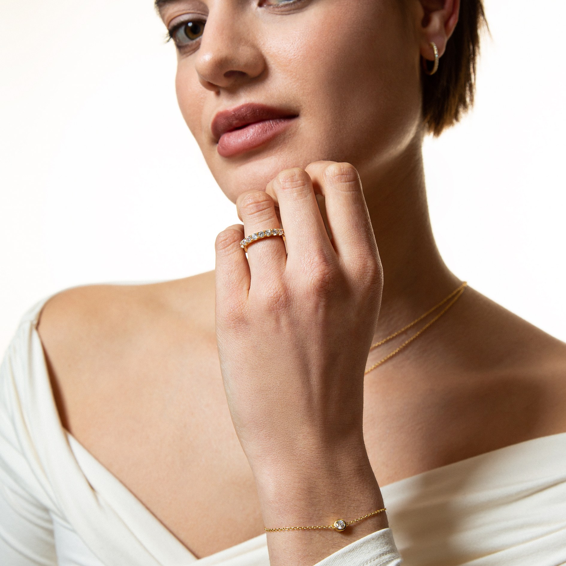 XENOX Sterling Silber Armband XS7320G - 15-18,5 cm - ZARGE GOLD - Gelbgold vergoldet Karreekette – Ansicht 4