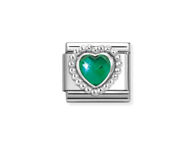 Nomination 330606 04 - CLASSIC fac. Zirkonia in Sterling Silber Kugelfassung - Grün
